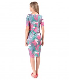 Rochie din jerse elastic imprimat cu motive florale