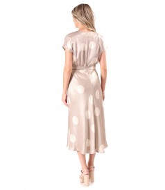 Rochie midi din satin de viscoza imprimata cu buline