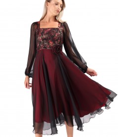 Rochie de seara midi cu bust din brocard cu fir metalic